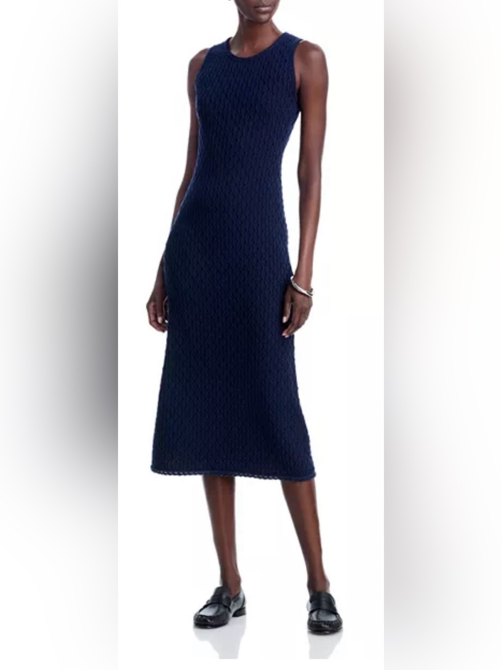 Theory Navy Sleeveless V-Neck  Midi Dress-NBU